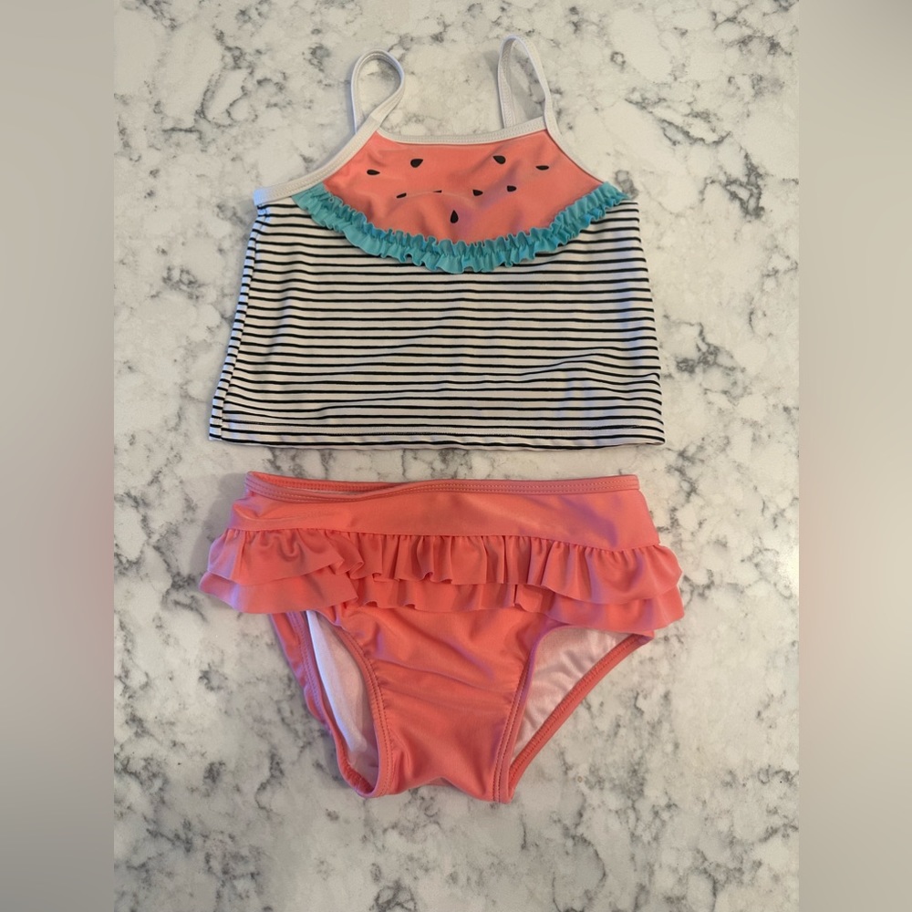 First Impressions watermelon ruffle two piece swimsuit